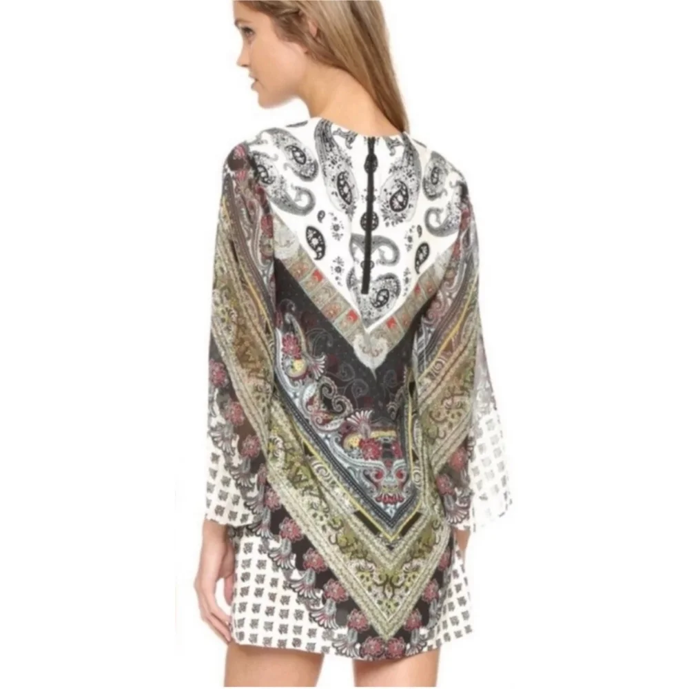 Alice + Olivia Dress Womens Size XS Beaded Paisley Multi Color Long Sleeve